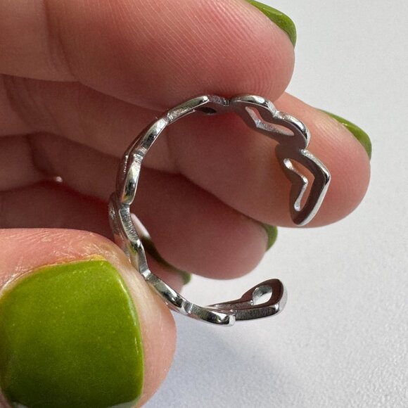 Stainless Steel Open Heart Ring - Picture 5 of 5